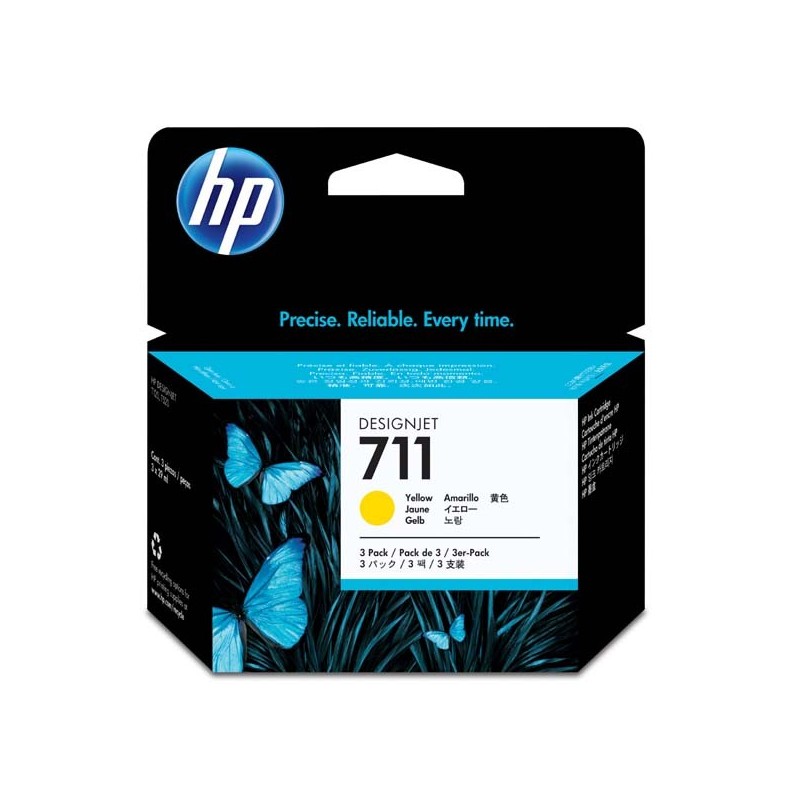 HP oryginalny ink / tusz CZ136A, HP 711, yellow, 3x29ml, 3szt, HP DesignJet T120, T520 - 1