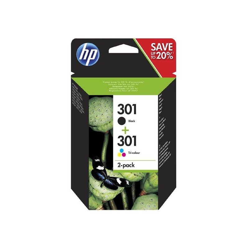 HP oryginalny ink / tusz N9J72AE, black/color, 190/165s, HP 301, HP 2-pack Deskjet 1510, 3055A, Officejet 2622 - 1