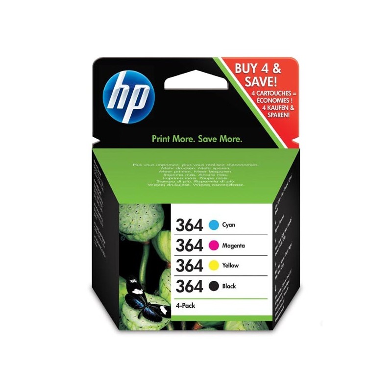 HP oryginalny ink / tusz N9J73AE, HP 364 Combo pack, CMYK, HP 4-pack + paper Combo-pack,B8550,C5380,D5460 - 1
