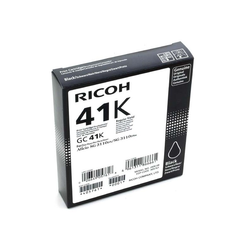 Ricoh oryginalny wkład żelowy 405761, black, 2500s, GC41HK, Ricoh AFICIO SG 3100, SG 3110DN, 3110DNW - 1
