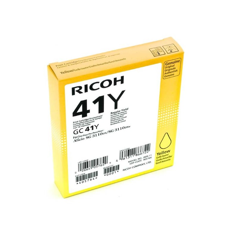 Ricoh oryginalny wkład żelowy 405764, yellow, 2200s, GC41HY, Ricoh AFICIO SG 3100, SG 3110DN, 3110DNW - 1