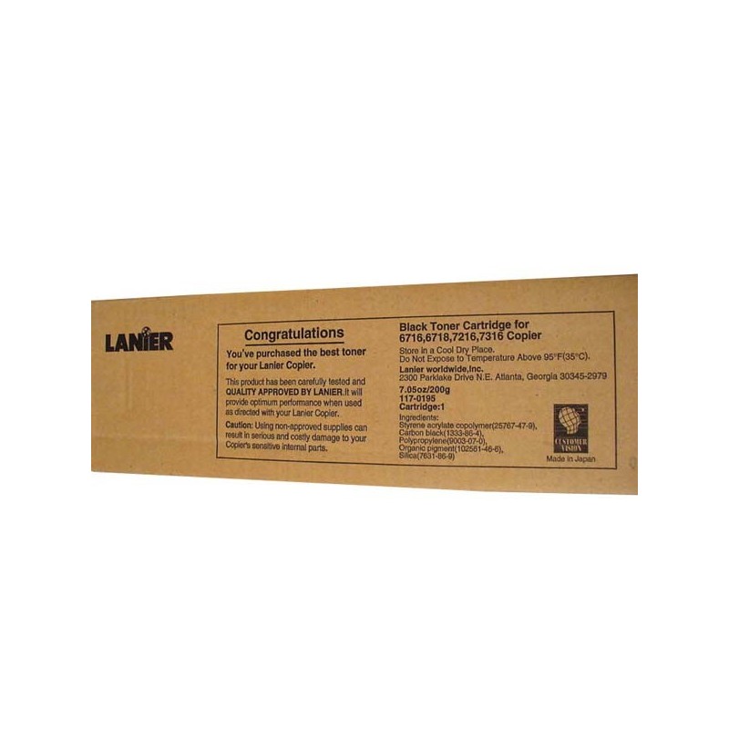 Lanier oryginalny toner 117-0195, black, 6000s, Lanier T-6716, 6718, 7216, 7316, 200g, O - 1