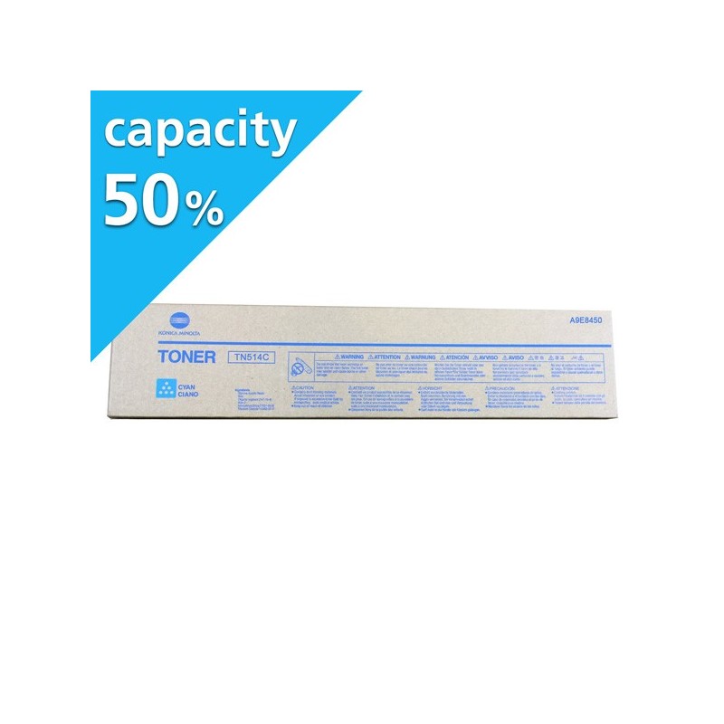 Konica Minolta oryginalny toner TN514C, cyan, 13000s, A9E845H, Połowa pojemności, Konica Minolta Bizhub C458, C558, C658, O - 1