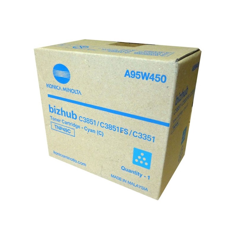 Konica Minolta oryginalny toner A95W450, cyan, 12000s, TNP-49C, Konica Minolta Bizhub C3351, Bizhub C3851, Bizhub C3851FS, O - 1