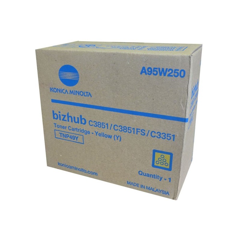 Konica Minolta oryginalny toner A95W250, yellow, 12000s, TNP-49Y, Konica Minolta Bizhub C3351, Bizhub C3851, Bizhub C3851FS, O -