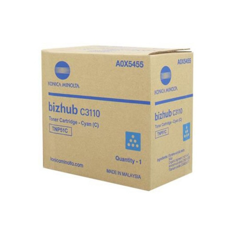 Konica Minolta oryginalny toner A0X5455, cyan, 5000s, TNP-51C, Konica Minolta Bizhub C3110, O - 1