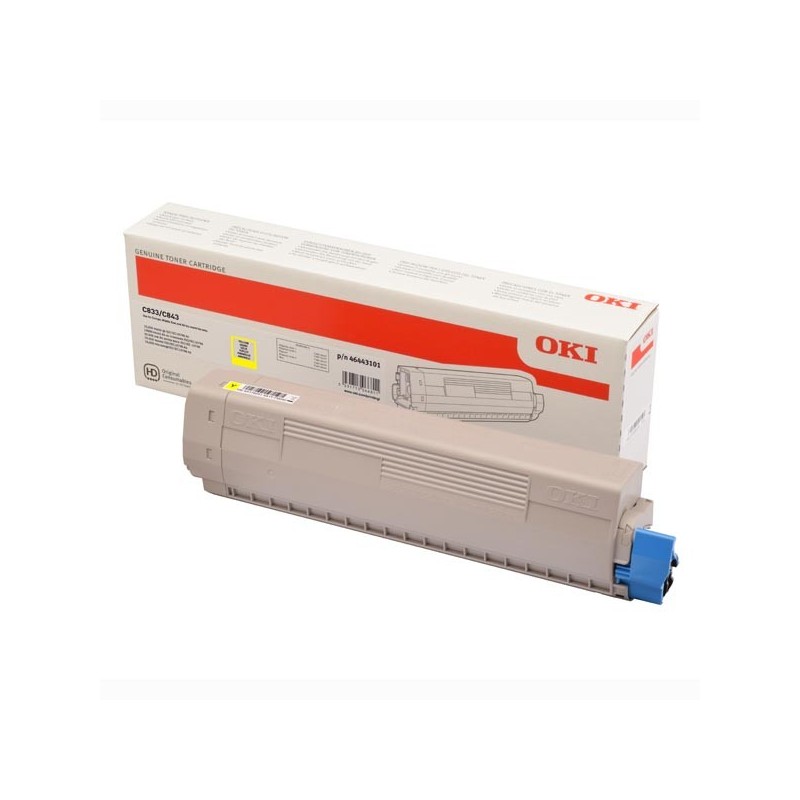 OKI oryginalny toner 46443101, yellow, 10000s, high capacity, OKI C833, C843, O - 1