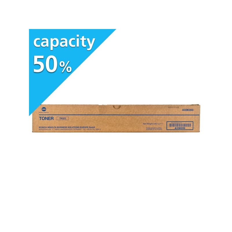 Konica Minolta oryginalny toner A33K05H, black, 14400s, TN-322, Połowa pojemności, Konica Minolta Bizhub 224e, 284e, 364e, O - 1