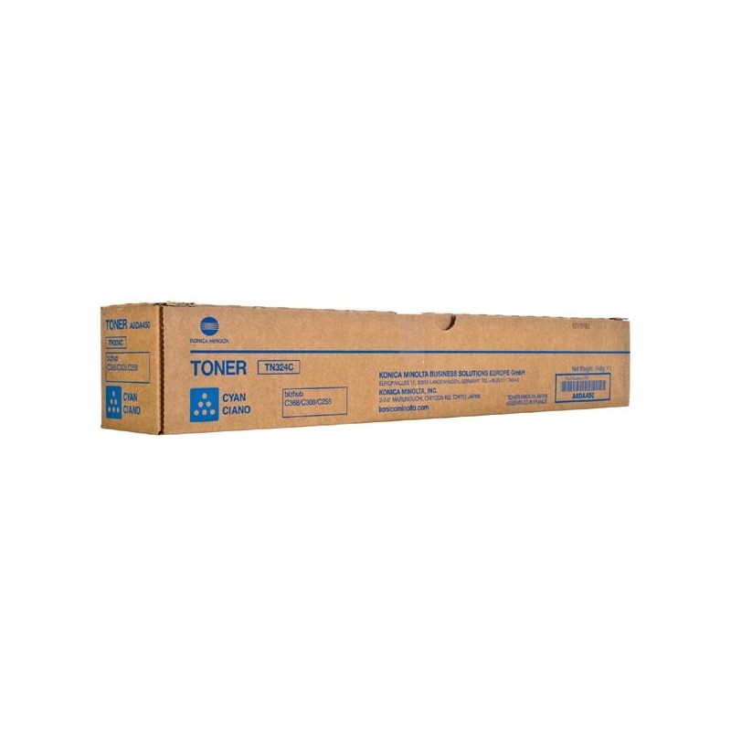 Konica Minolta oryginalny toner A8DA450, cyan, 26000s, TN324C, Konica Minolta Bizhub C258,C308,C368, O - 1
