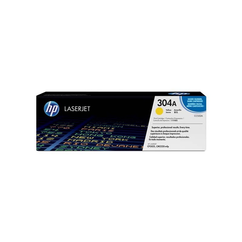 HP oryginalny toner CC532A, yellow, 2800s, HP 304A, HP Color LaserJet CP2025, CM2320, O - 1
