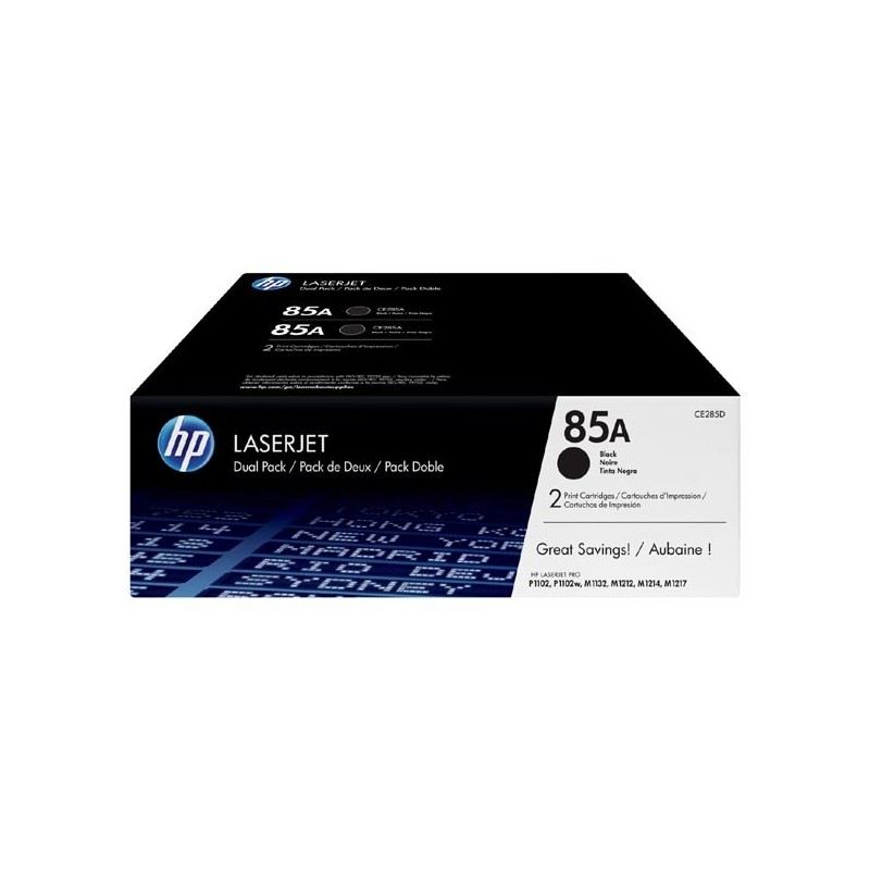 HP oryginalny toner CE285AD, black, HP 85A, HP LJ Pro M1132, M1136, M1212, M1217, P1102, P1106, dual pack, O - 1