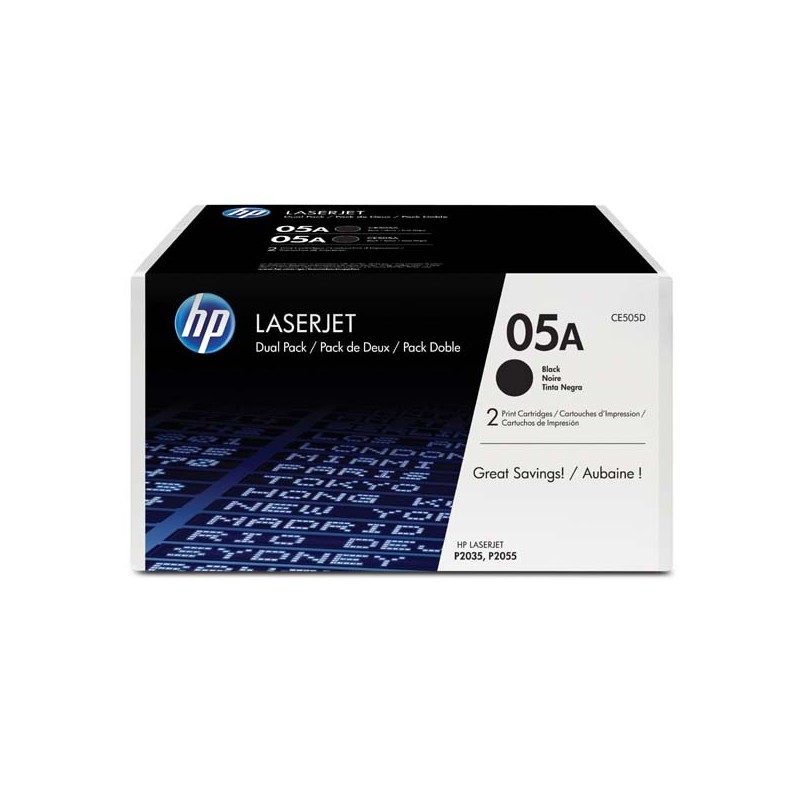 HP oryginalny toner CE505D, black, 4600 (2x2300)s, HP 05A, HP LaserJet P2035, 2055, 2szt, O - 1