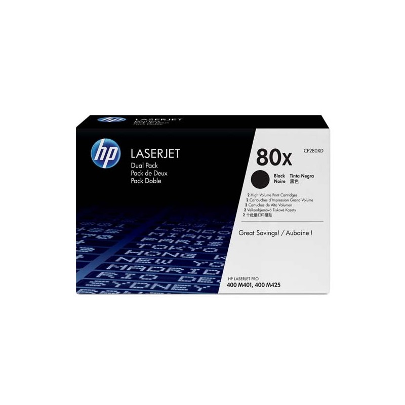 HP oryginalny toner CF280XD, black, 6900s, HP 80X, HP LaserJet+, N, dual pack, 2000g, O - 1