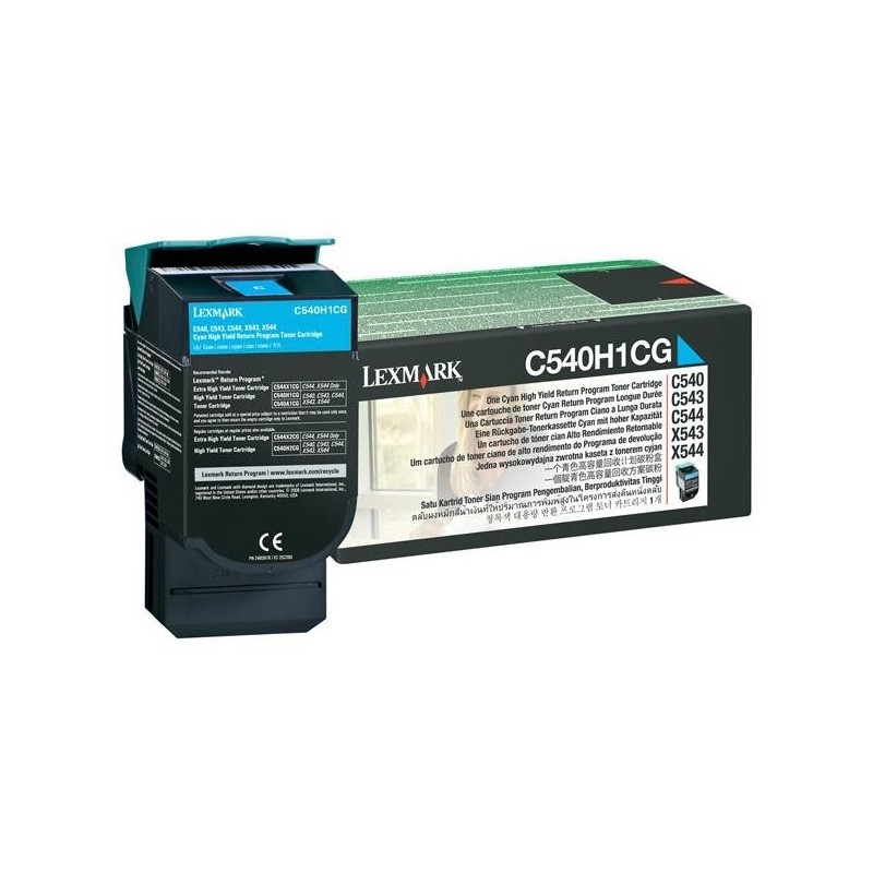 Lexmark oryginalny toner C540H1CG, cyan, 2000s, high capacity, return, Lexmark C540, X543, X544, X543, X544, O - 1