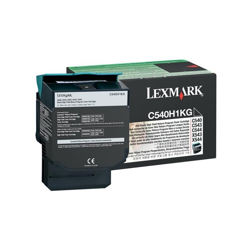 Lexmark oryginalny toner C540H1KG, black, 2500s, high capacity, return, Lexmark C540, X543, X544, X543, X544, O - 1