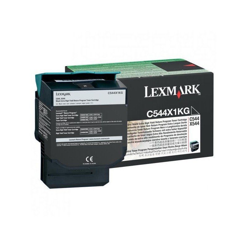 Lexmark oryginalny toner C544X1KG, black, 6000s, extra duża pojemność, return, Lexmark X544x, O - 1