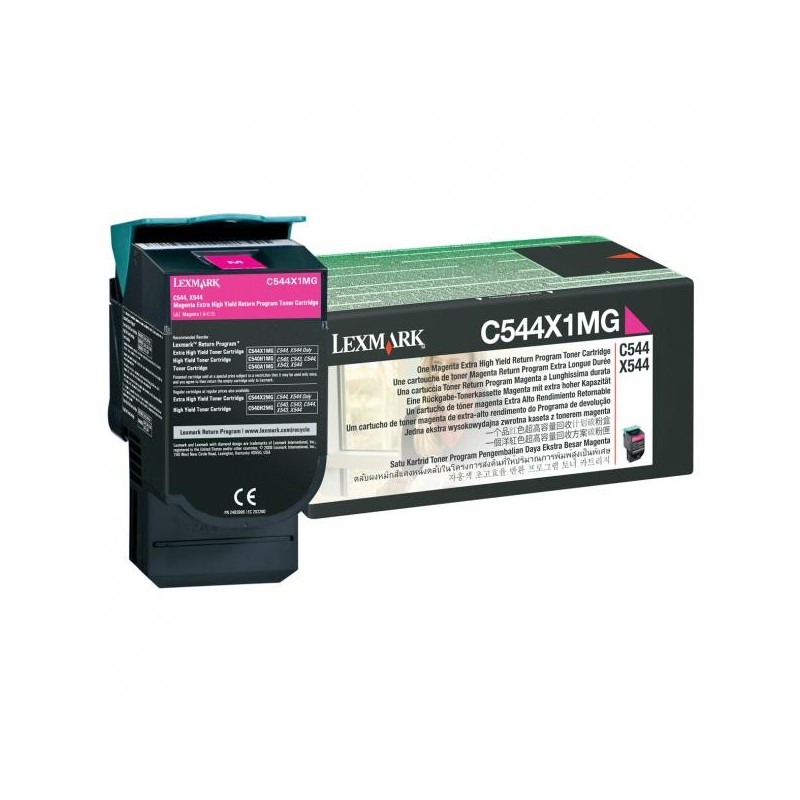 Lexmark oryginalny toner C544X1MG, magenta, 4000s, extra duża pojemność, return, Lexmark X544x, O - 1