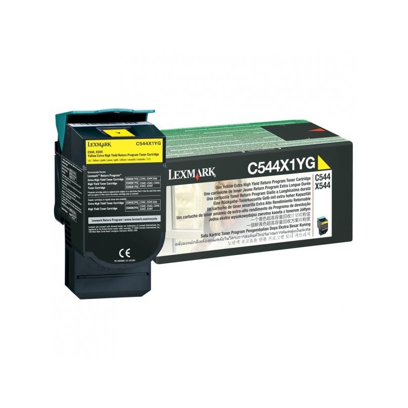 Lexmark oryginalny toner C544X1YG, yellow, 4000s, extra duża pojemność, return, Lexmark X544x, O - 1