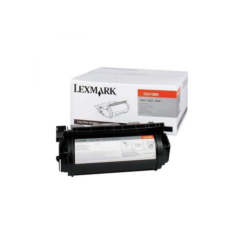 Lexmark oryginalny toner 12A7360, black, 5000s, Lexmark T630, T632, T634, X630, X632e, O - 1