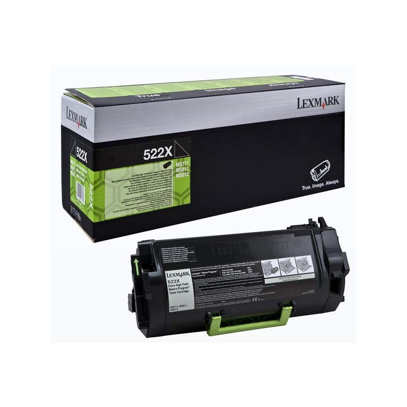 Lexmark oryginalny toner 52D2X00, black, 45000s, 522X, extra duża pojemność, return, Lexmark MS811, 812, O - 1