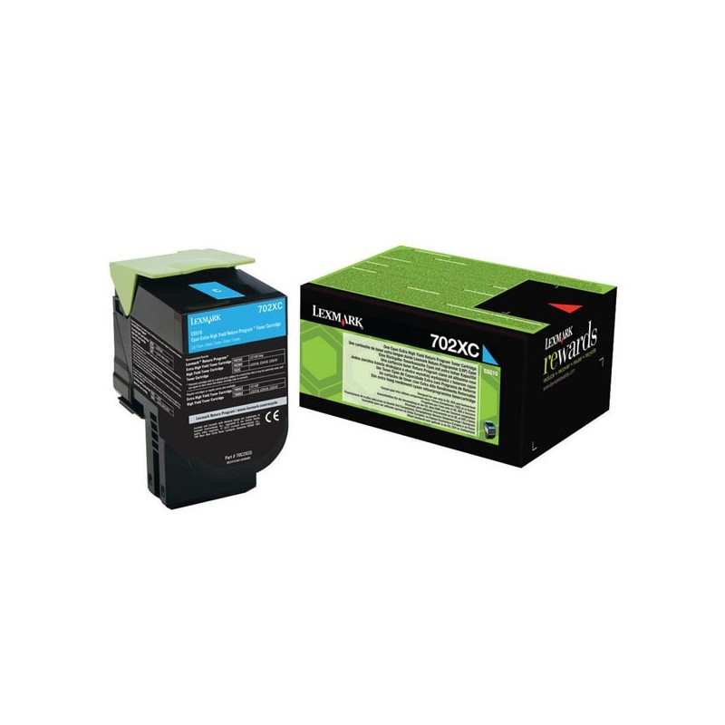 Lexmark oryginalny toner 70C2XC0, cyan, 4000s, extra duża pojemność, return, Lexmark CS510de, CS510dte, O - 1