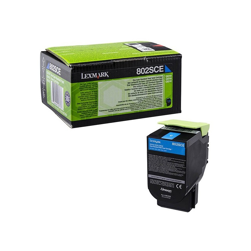 Lexmark oryginalny toner 80C2SCE, cyan, 2000s, Lexmark CX310dn, CX310n, CX410de, CX410, O - 1