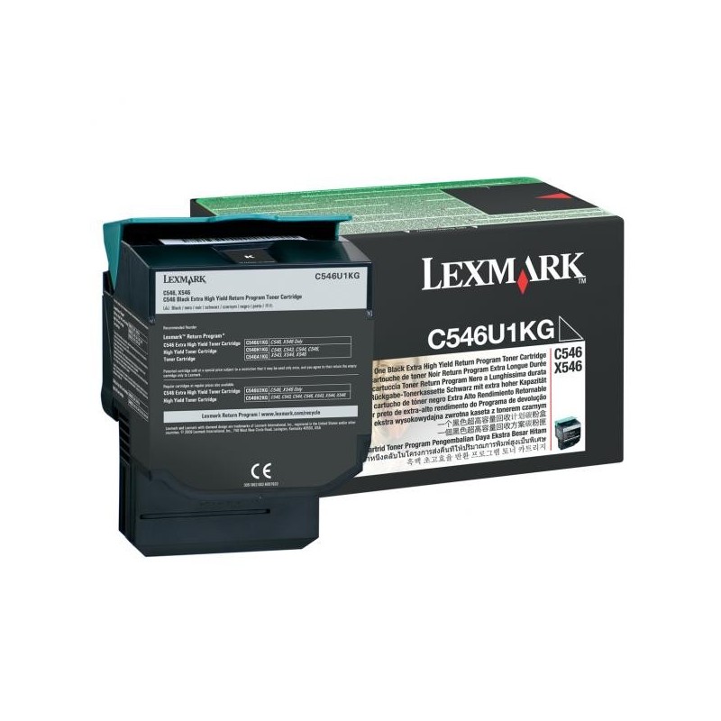 Lexmark oryginalny toner C546U1KG, black, 8000s, return, Lexmark C546, X546, O - 1
