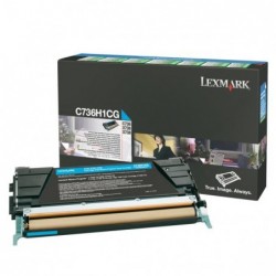 Lexmark oryginalny toner C736H1CG, cyan, 10000s, high capacity, return, Lexmark C736, X736, X738, O - 1