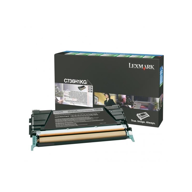 Lexmark oryginalny toner C736H1KG, black, 12000s, high capacity, return, Lexmark C736, X736, X738, O - 1