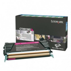 Lexmark oryginalny toner C736H1MG, magenta, 10000s, high capacity, return, Lexmark C736, X736, X738, O - 1