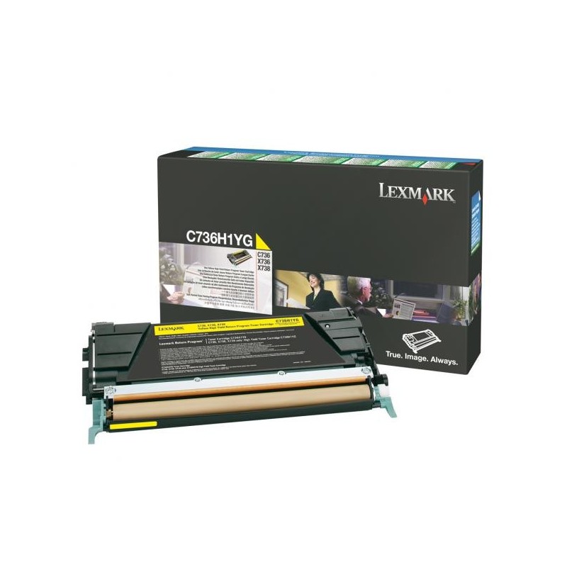 Lexmark oryginalny toner C736H1YG, yellow, 10000s, high capacity, return, Lexmark C736, X736, X738, O - 1