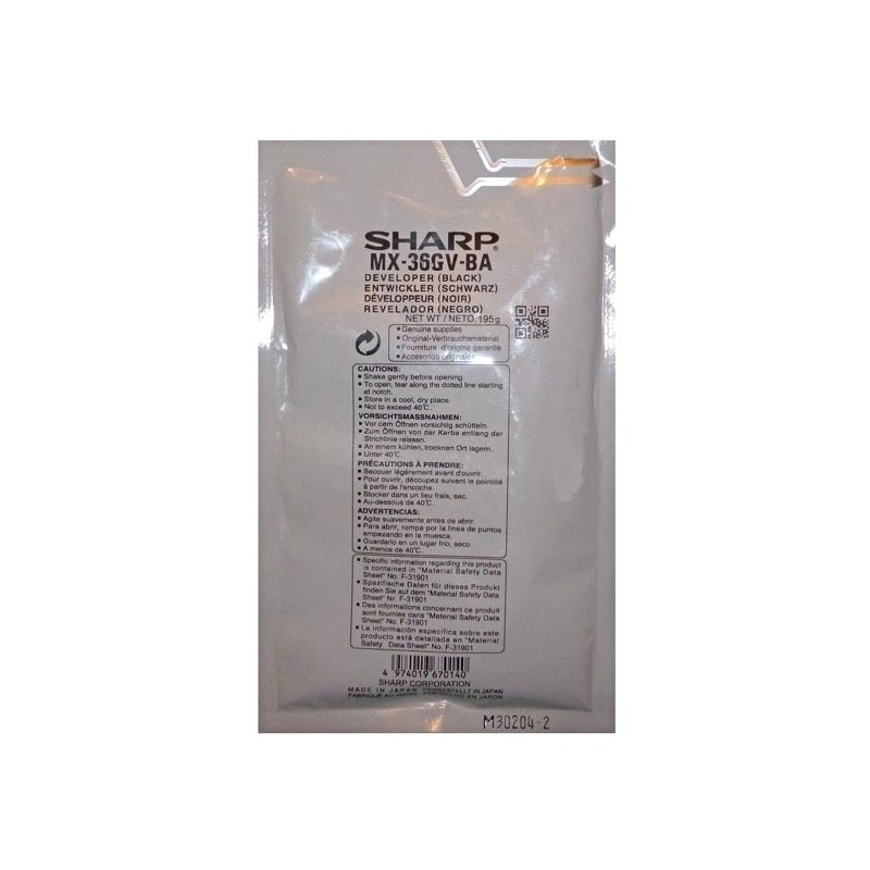 Sharp oryginalny developer MX-36GVBA, black, 100000s, Sharp MX-2010U, 2310U, 2314N, 2610N, 2614N, 3110N, 3111U - 1