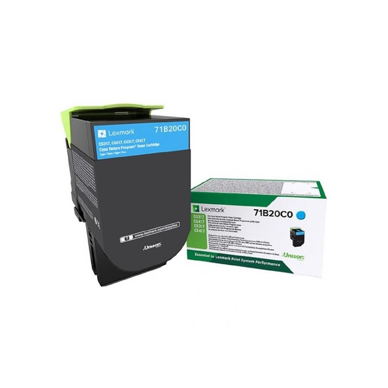 Lexmark oryginalny toner 71B20C0, cyan, 2300s, Lexmark CS417dn/CS317dn/ CX517dn/CX417de/CS517de/CX317dn - 1