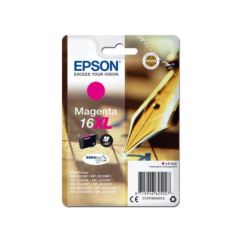 Epson oryginalny ink / tusz C13T16334012, T163340, 16XL, magenta, 6.5ml, Epson WorkForce WF-2540WF, WF-2530WF, WF-2520NF, WF-20 