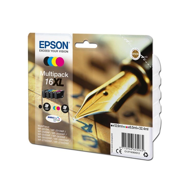 Epson oryginalny ink / tusz C13T16364012, T163640, 16XL, CMYK, 3x6.5/12.9ml, Epson WorkForce WF-2540WF, WF-2530WF, WF-2520NF, W 
