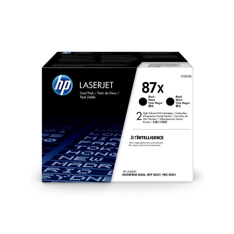 HP oryginalny toner CF287XD, black, 36000 (2x18000)s, HP 87X, HP LaserJet Enterprise M506dh,dn,n,x, M501n, dual pack, 2x2,7 kg, 