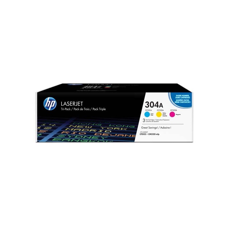 HP oryginalny toner CF372AM, CMY, 8400 (3x2800)s, HP 304A, HP Color LaserJet CM2320fxi, CM2320n, CM2320nf, CP202, 3x900g, 3szt, 