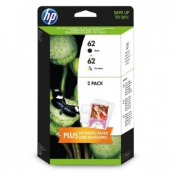 HP oryginalny zestaw tuszy N9J71AE, HP 62, black/color, 200/165s, 4.4.2005ml, HP value pack Envy 5640, 5644, 5660, 7640, Office 
