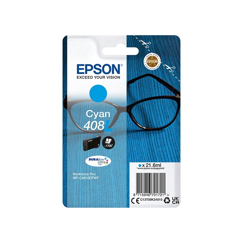 Epson oryginalny ink / tusz C13T09K24010, T09K240, 408L, cyan, 21.6ml, Epson WF-C4810DTWF - 1