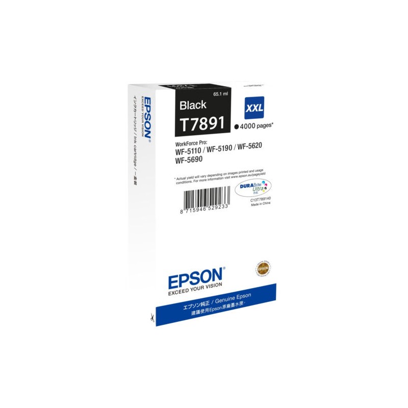 Epson oryginalny ink / tusz C13T789140, T789, XXL, black, 4000s, 65ml, 1szt, Epson WorkForce Pro WF-5620DWF, WF-5110DW, WF-5690 