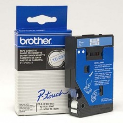 Brother oryginalny taśma do drukarek etykiet, Brother, TC-293, niebieski druk/biały podkład, laminowane, 7.7m, 9mm - 1