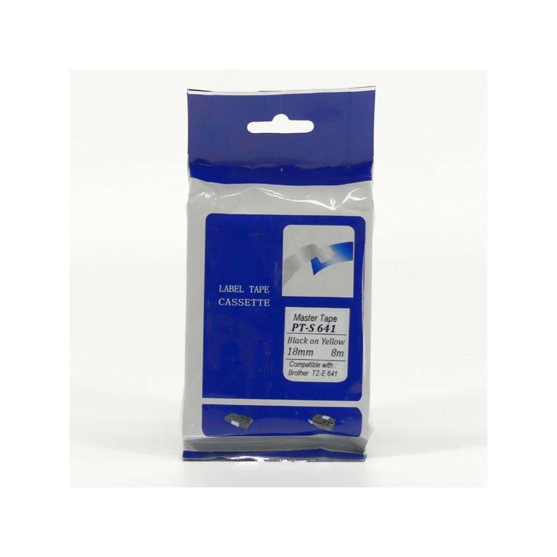 Master tape kompatybilny taśma do drukarek etykiet, dla Brother, PT-S641, czarny druk/żółty podkład, nielaminowany, 8m, 18mm - 1