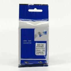 Master tape kompatybilny taśma do drukarek etykiet, dla Brother, PT-S651, czarny druk/żółty podkład, nielaminowany, 8m, 24mm - 1