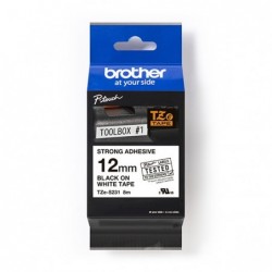 Brother oryginalny taśma do drukarek etykiet, Brother, TZE-S231, czarny druk/biały podkład, laminowane, 8m, 12mm, mocny klej - 1