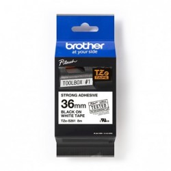 Brother oryginalny taśma do drukarek etykiet, Brother, TZE-S261, czarny druk/biały podkład, laminowane, 8m, 36mm, mocny klej - 1