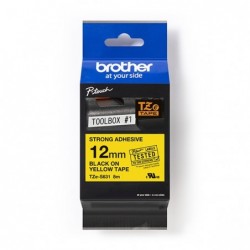 Brother oryginalny taśma do drukarek etykiet, Brother, TZE-S631, czarny druk/żółty podkład, laminowane, 8m, 12mm, mocny klej - 1