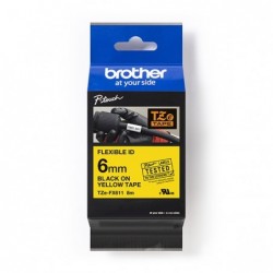 Brother oryginalny taśma do drukarek etykiet, Brother, TZE-FX611, czarny druk/żółty podkład, laminowane, 8m, 6mm, flexibilní - 1