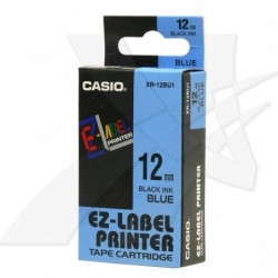 Casio oryginalny taśma do drukarek etykiet, Casio, XR-12BU1, czarny druk/niebieski podkład, nielaminowany, 8m, 12mm - 1