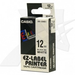 Casio oryginalny taśma do drukarek etykiet, Casio, XR-12WE1, czarny druk/biały podkład, nielaminowany, 8m, 12mm - 1