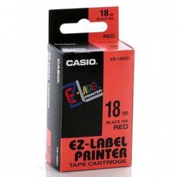 Casio oryginalny taśma do drukarek etykiet, Casio, XR-18RD1, czarny druk/czerwony podkład, nielaminowany, 8m, 18mm - 1
